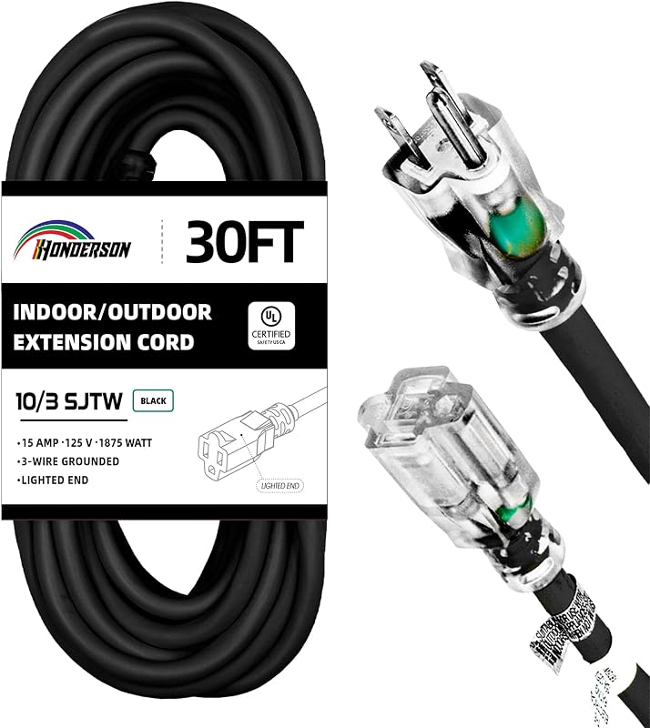 Cable extensión resistente intemperie 30 ft negro