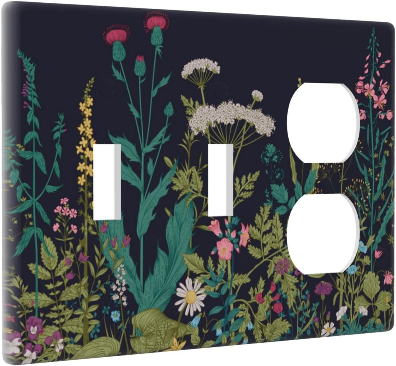 Placa interruptor floral 3 gang 2 toggle 1 dúplex decorativa