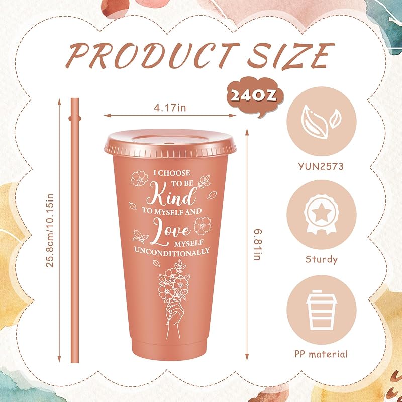 12 Pzas Vasos Plástico Frases Positivas Regalo Mujer
