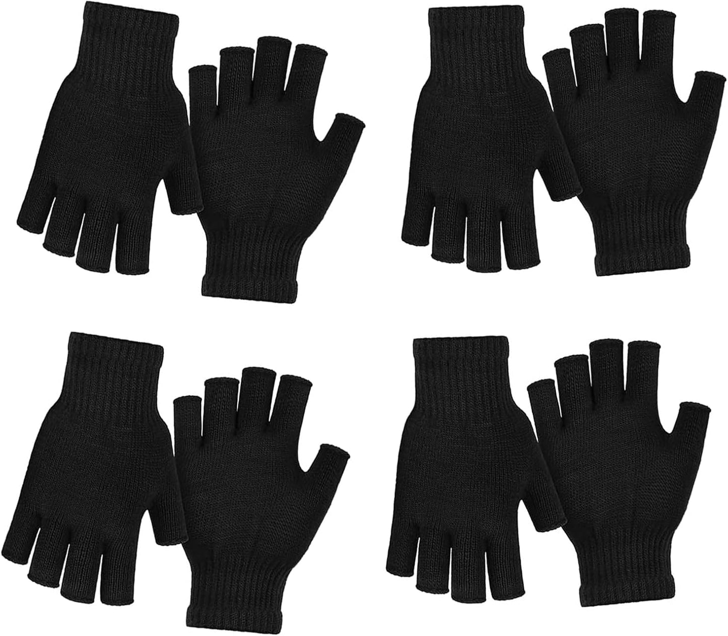 4 Pzas Guantes Invierno Sin Dedos para Mujer y Adolescente