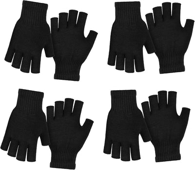 4 Pzas Guantes Invierno Sin Dedos para Mujer y Adolescente