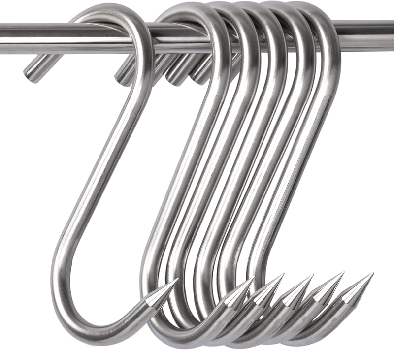 Ganchos carne acero inox 8" set 6
