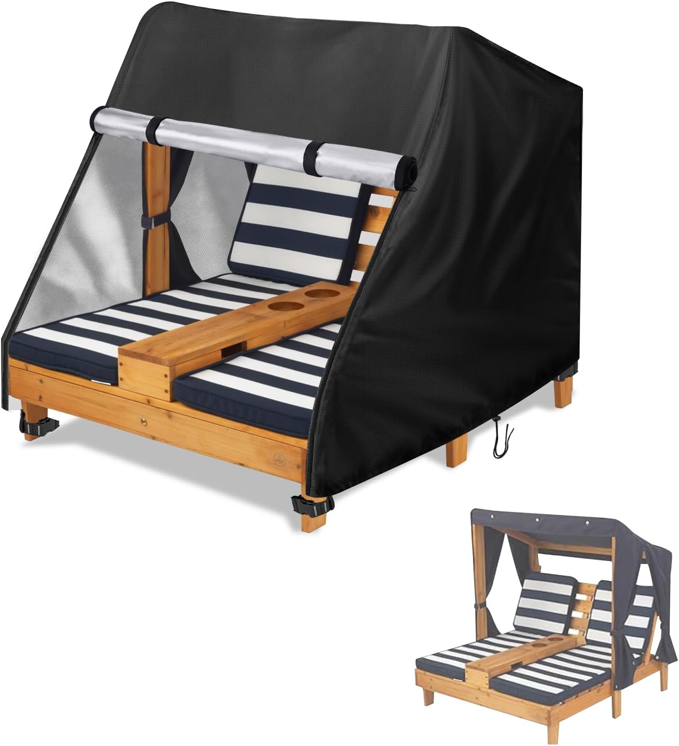 Funda tumbona doble madera impermeable 34x37x34pulg