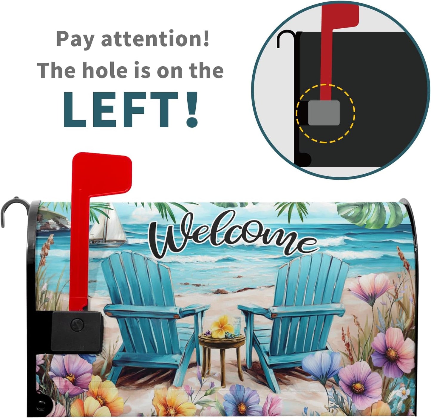 Fundas magnéticas para buzón playa 18x21pulg diseño silla de playa