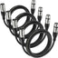 4 Cables XLR 3ft Micrófono Equilibrado Negro