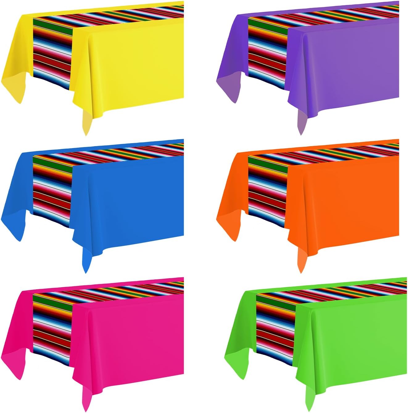 6 Manteles Fiesta Mexicana 108x54pulg Cinco de Mayo 6 Colores