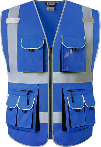 Chaleco seguridad azul alta visibilidad 10 bolsillos ANSI/ISEA 4XL