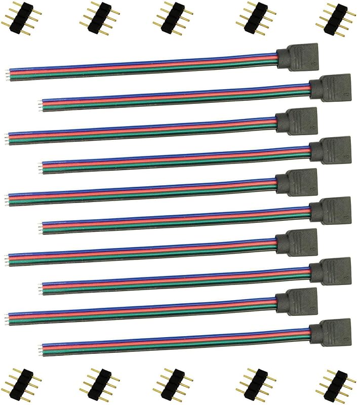 10 Tirillas LED 4 Clavijas Conector Hembra 15cm