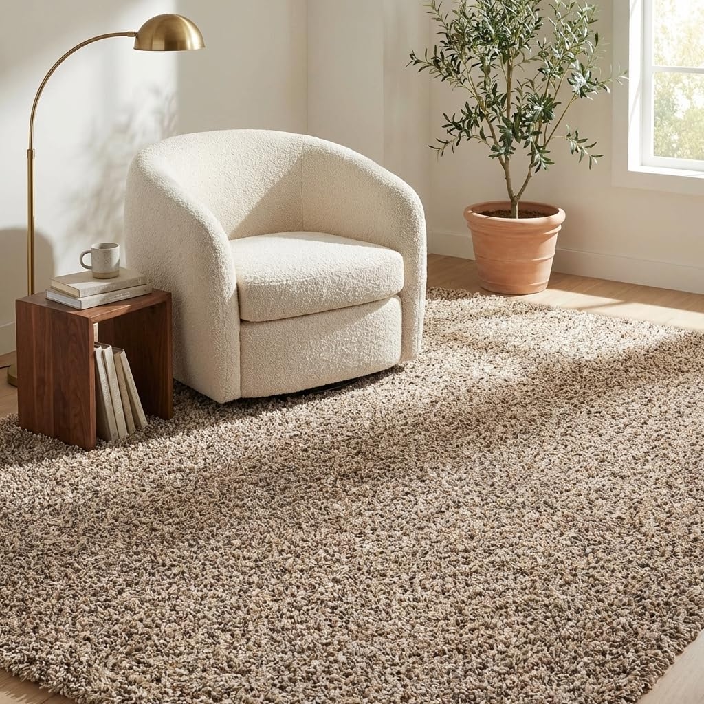 Alfombra área Solid Shag 6x9ft color gris pardo