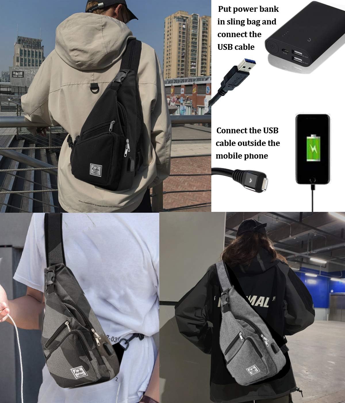 Bolso bandolera 15.4" para hombre viaje USB