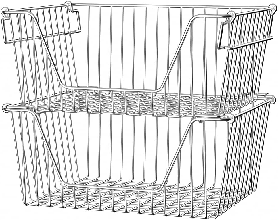 Cestas apilables 14" organiz. metal resistente despensa
