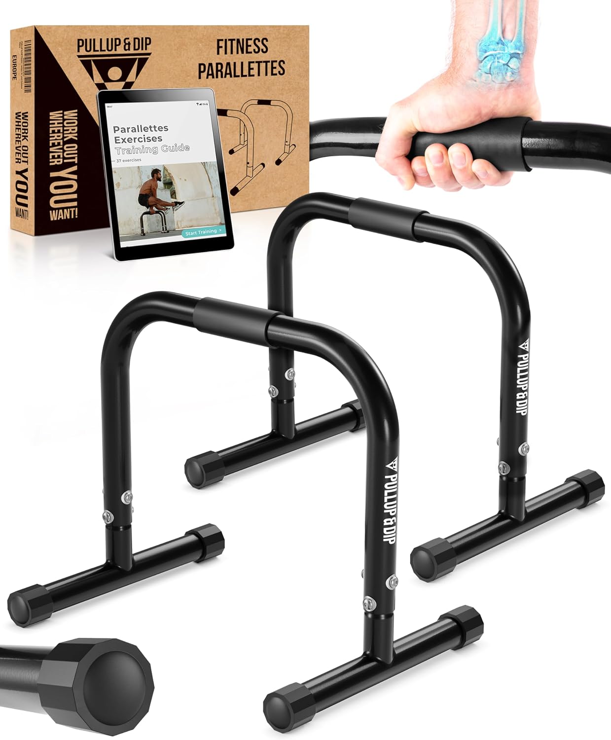 Barras paraleta medianas fitness crossfit con mango ancho