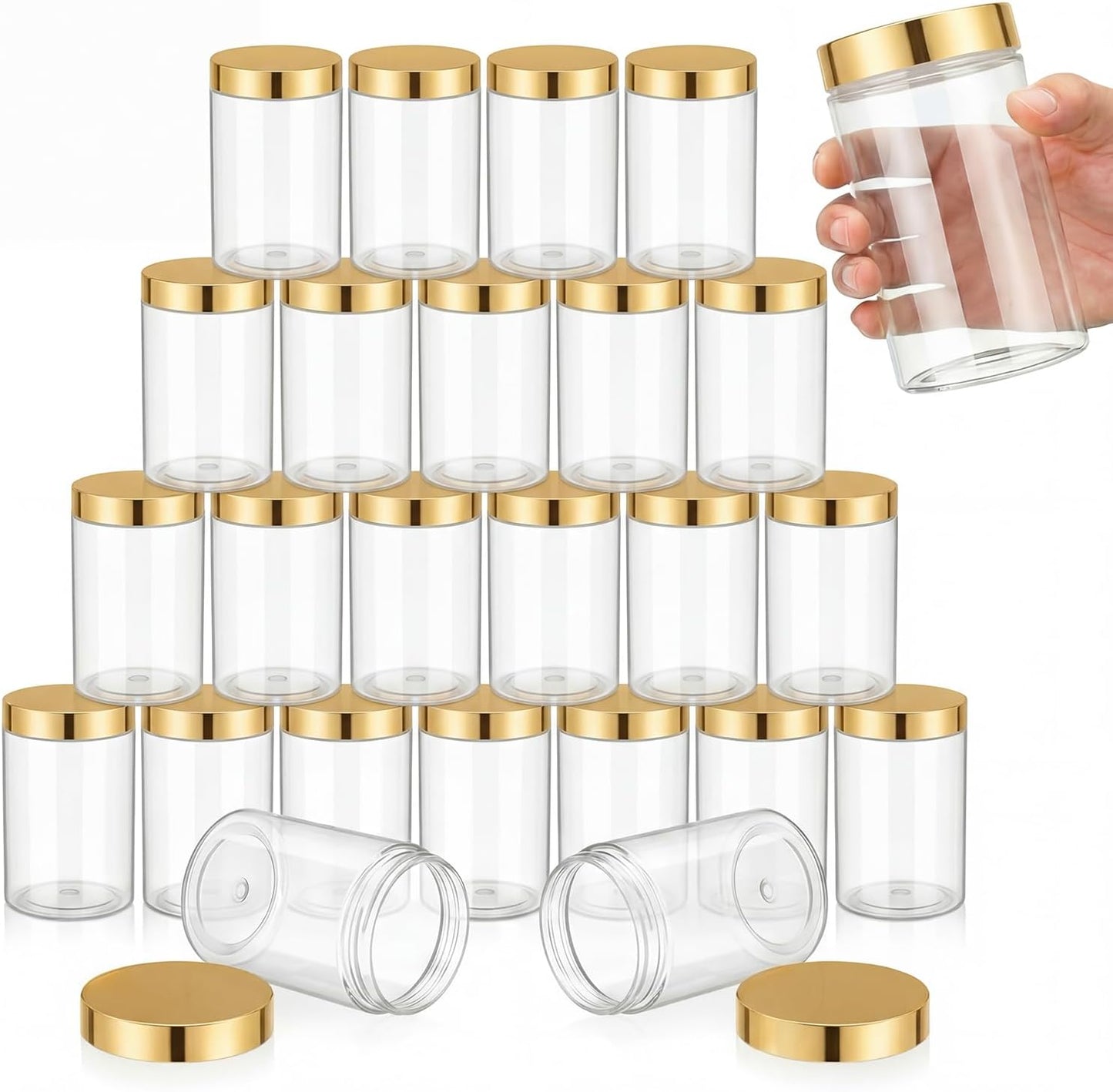 24 Frascos Plástico Transparente Vacíos con Tapas