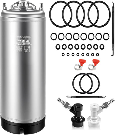 Corny Keg Acero Inox con 4 Sets Anillos y Tapas