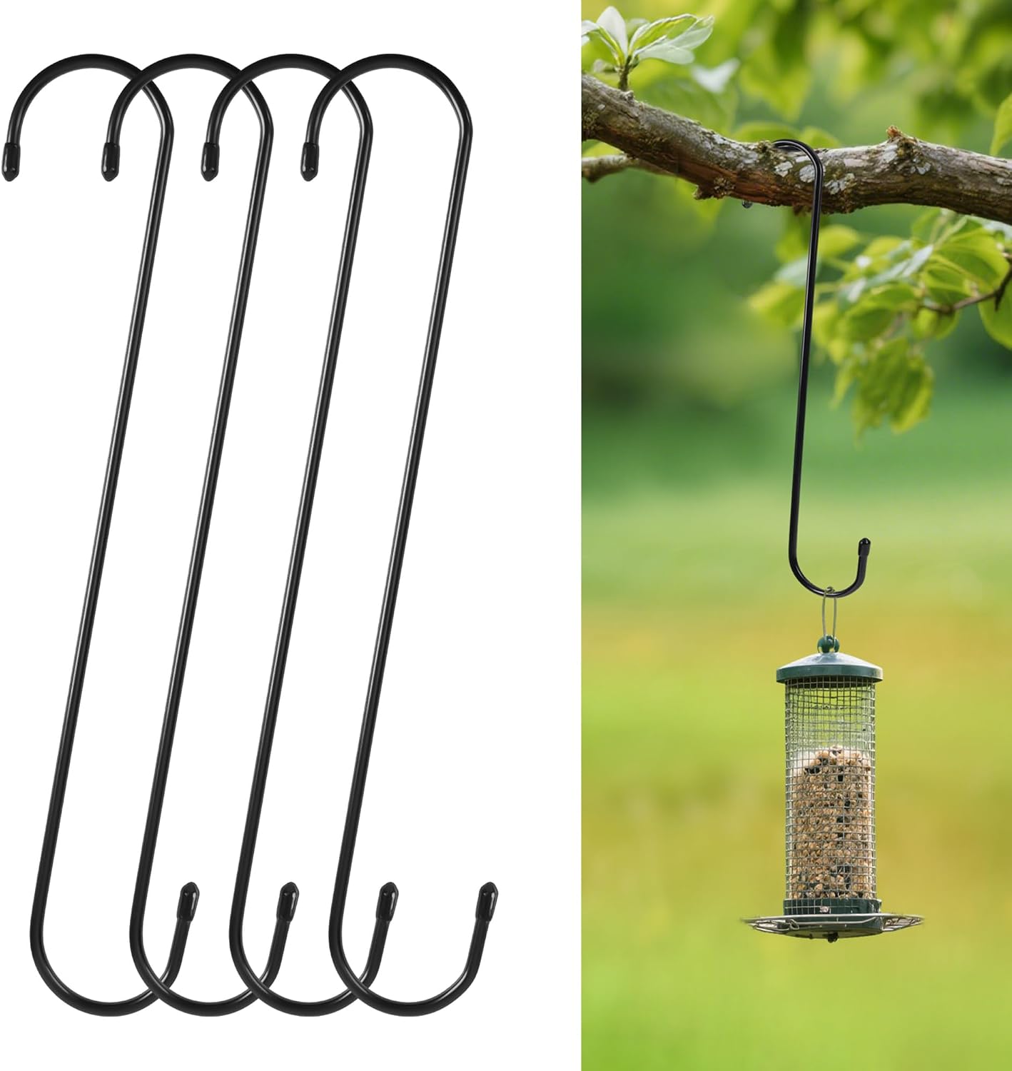 Ganchos S 12pulg metal negro para plantas colgantes y campanillas