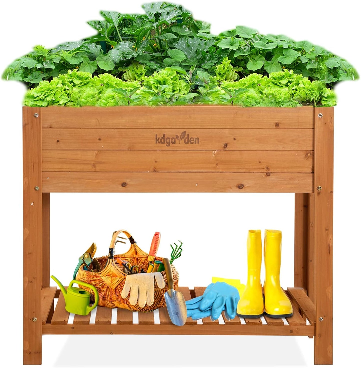 Jardinera elevada de madera para jardín 39x15x33pulg con forro