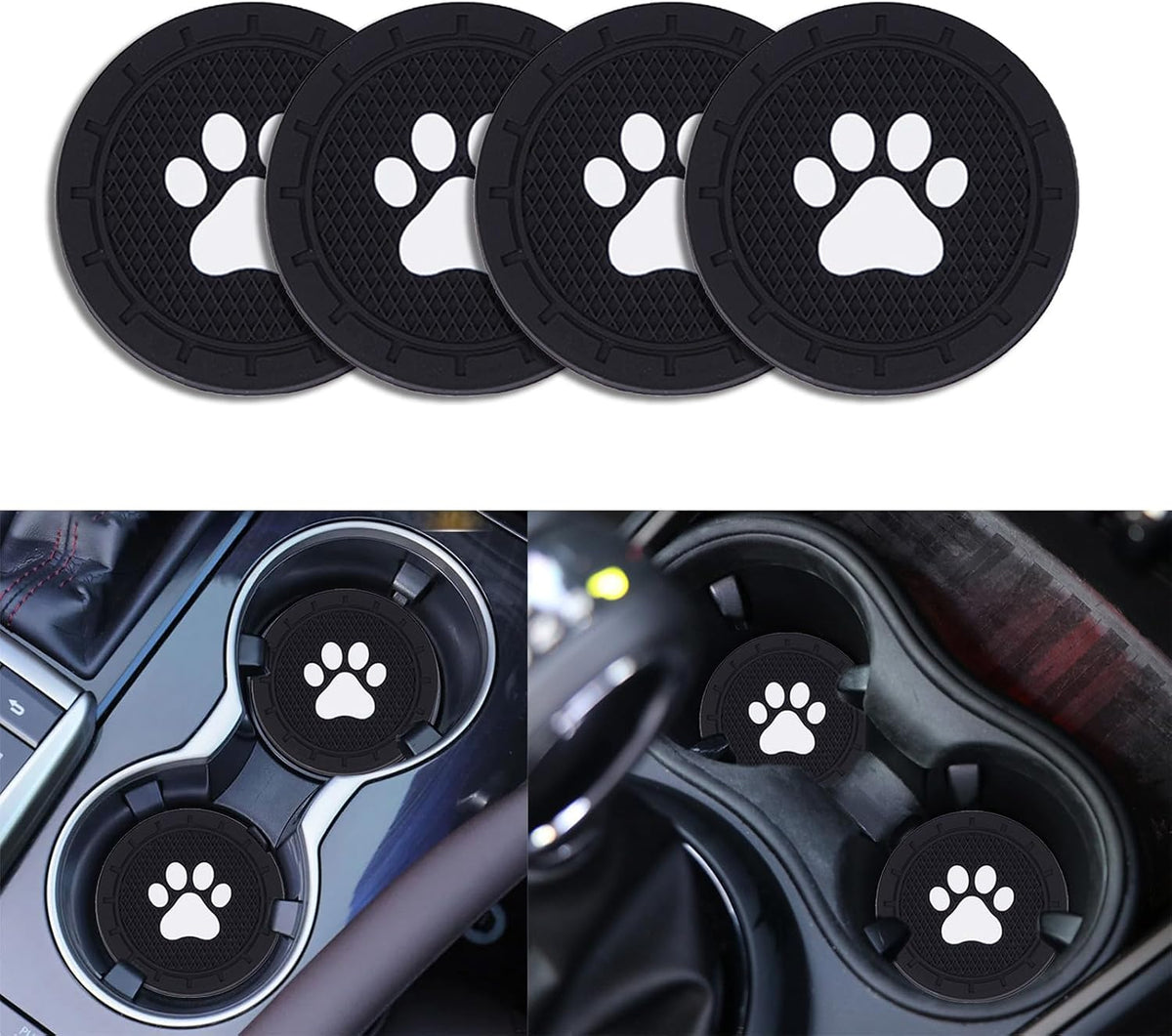 4 Posavasos Coche con Pata Perro Antideslizante 2.75pulg
