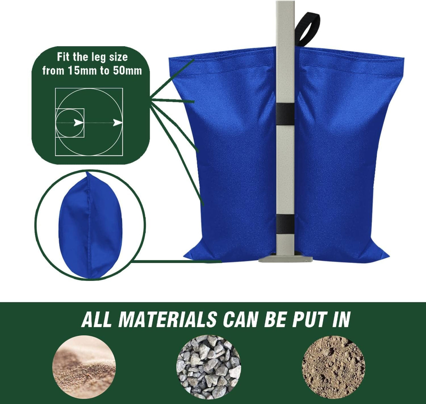Bolsas peso para toldo al aire libre patas 4 pz azul