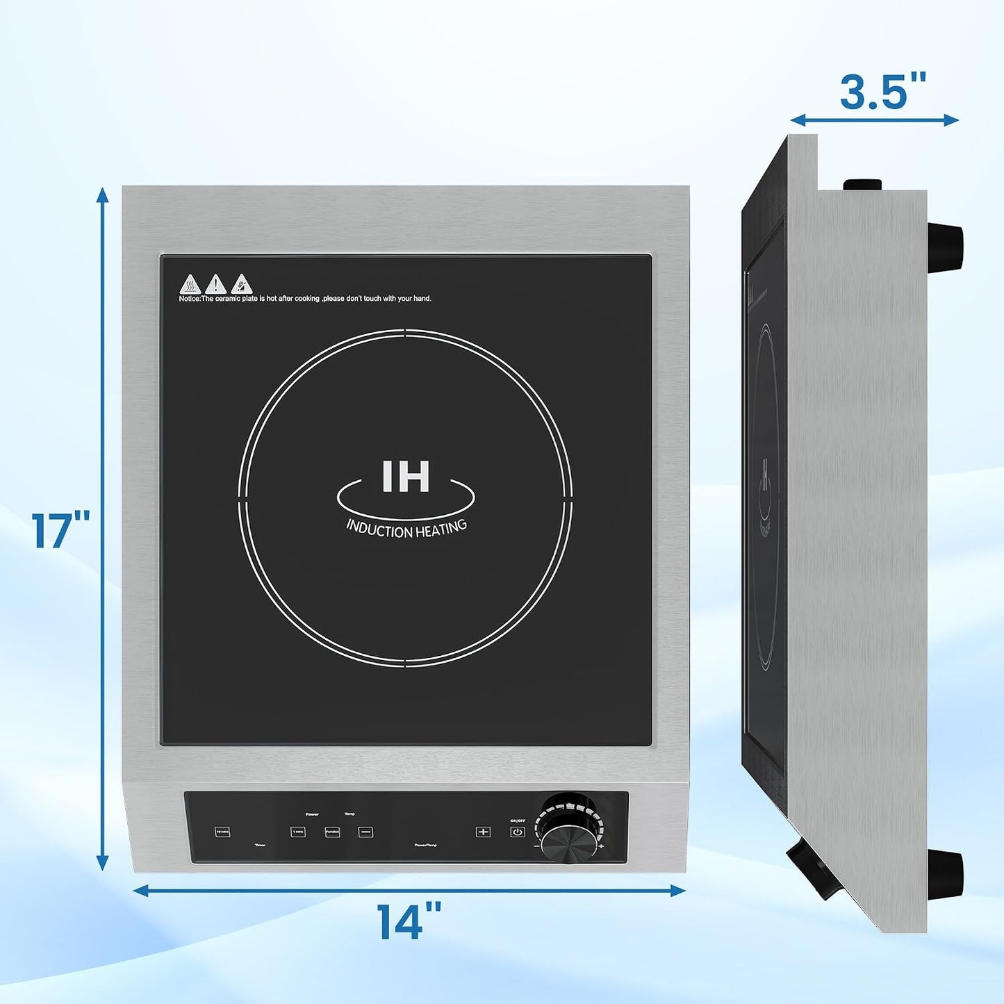 Placa inducción 1800W 10 ajustes temperatura LED negro