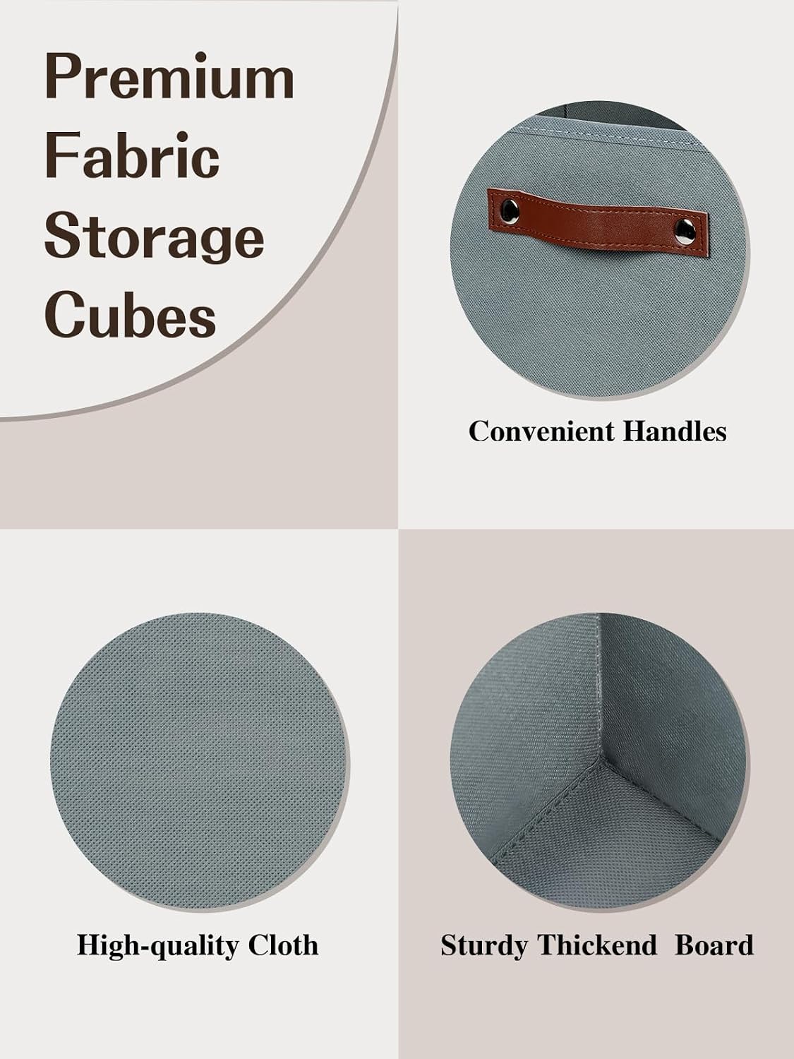 Cubos Almacenamiento Tela con Asas 11x11x11" Gris