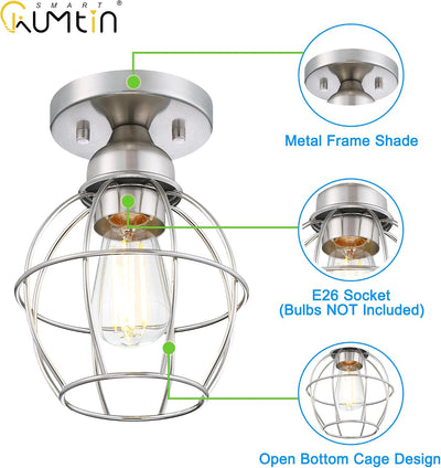 Lámpara techo vintage níquel pack 2 para pasillo cocina