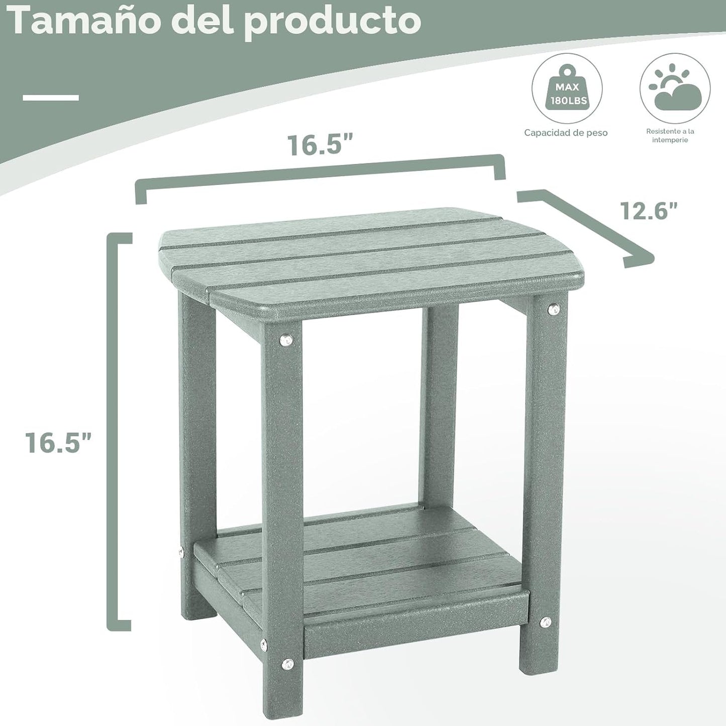 Mesa auxiliar Adirondack 2 niveles polietileno patio