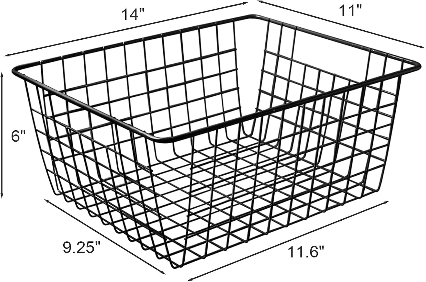 Cestas alambre negro para congelador 14" set 2