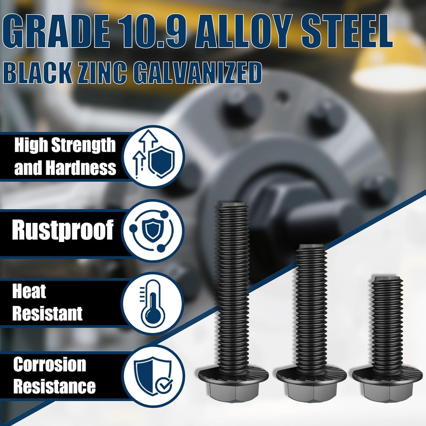 Kit 400 Pzas Pernos Métrica Grado 10.9 M6-M10 Negro
