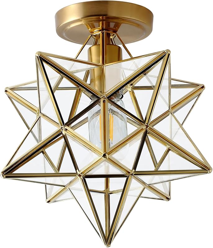 Lámpara techo Moravian Star 10" marco dorado