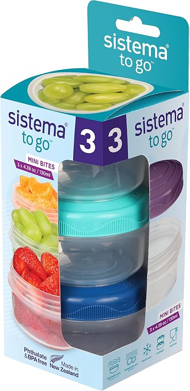 Botes aperitivos 4.4oz sin BPA paquete 3 cajas apilables