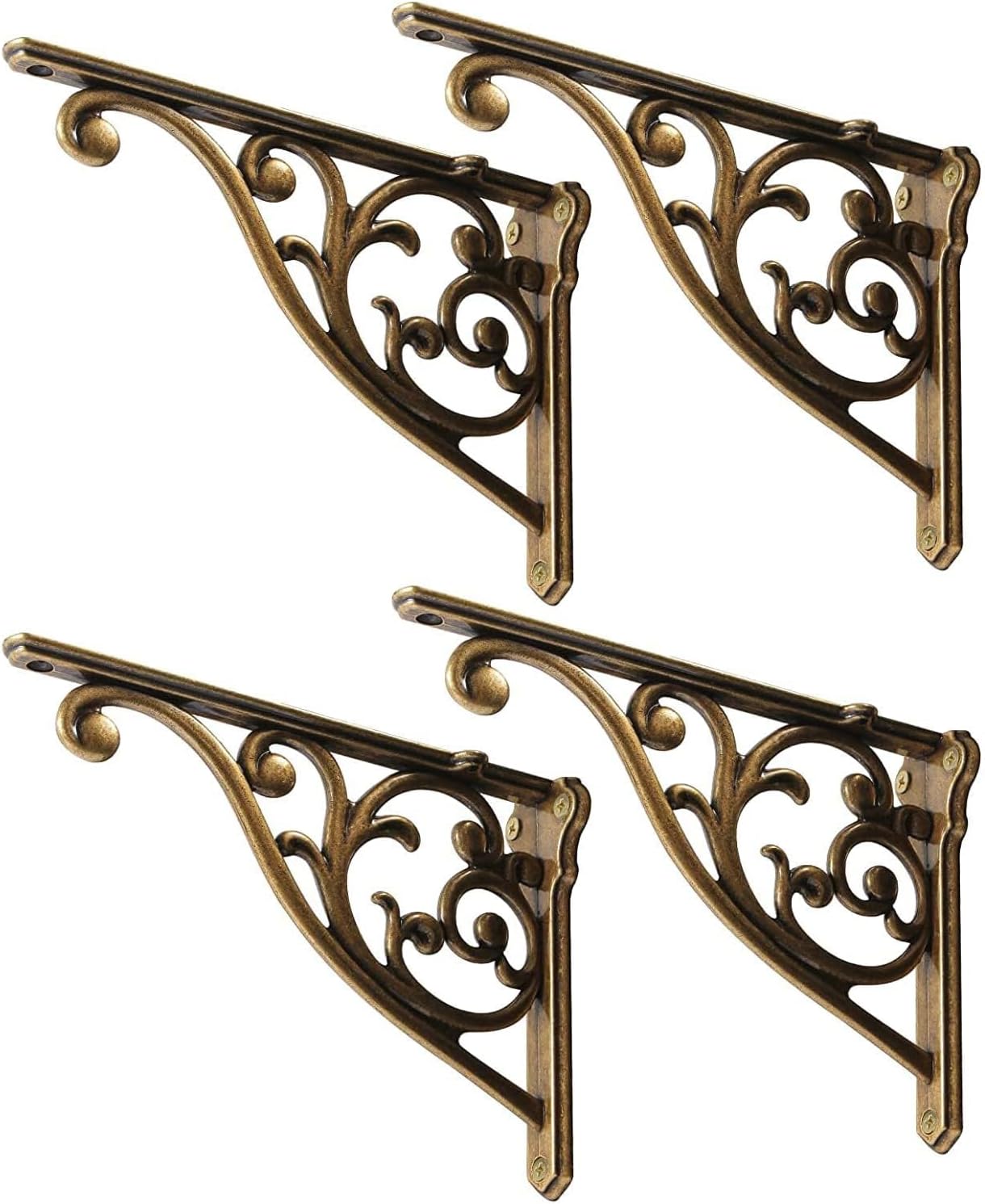 Soportes pared latón 6pulg 4 Pzas estantes cocina