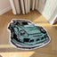 Alfombra coche verde antiderrap cama puerta 80x61cm