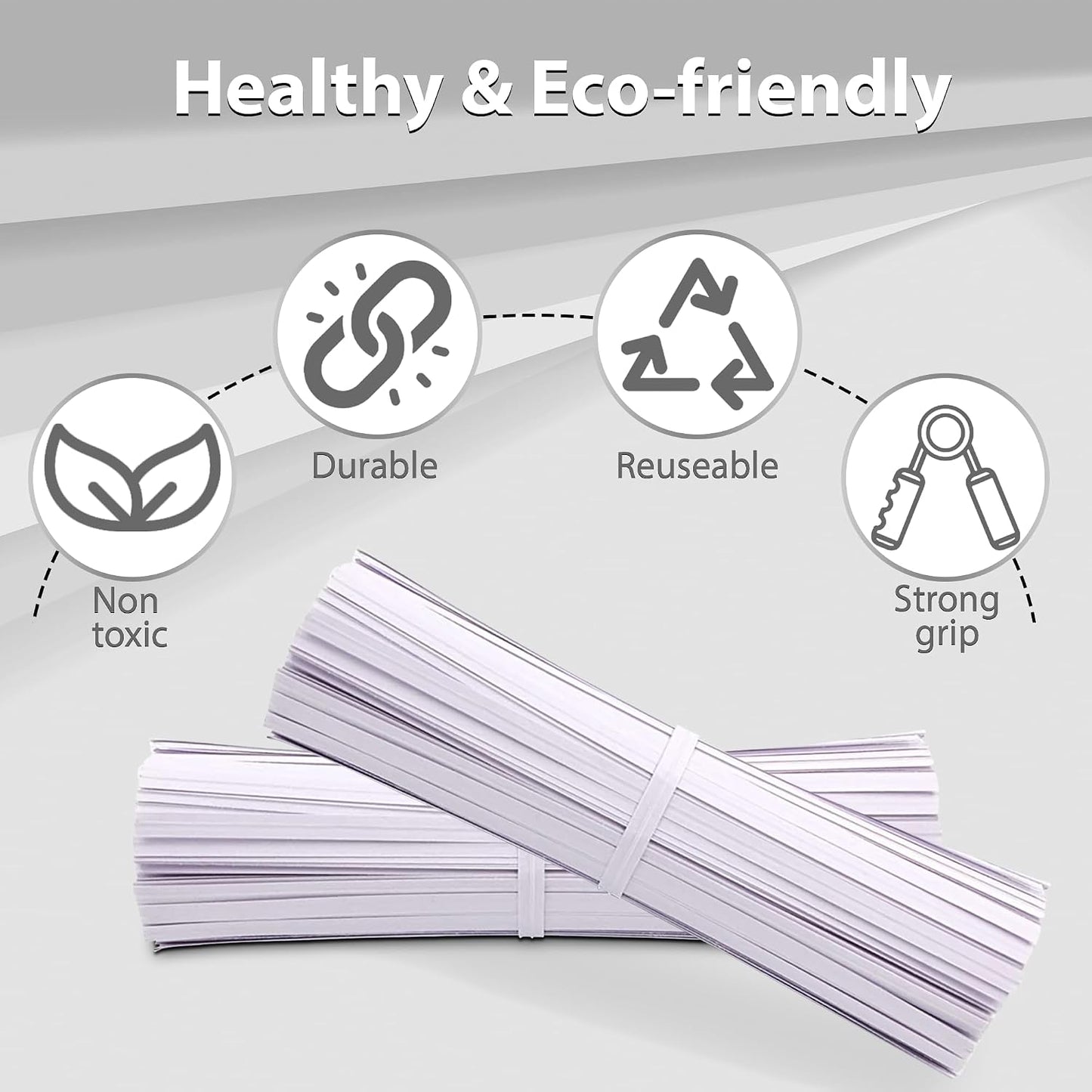 500 lazos reutilizables papel blanco 5pulg para pan y bolsas