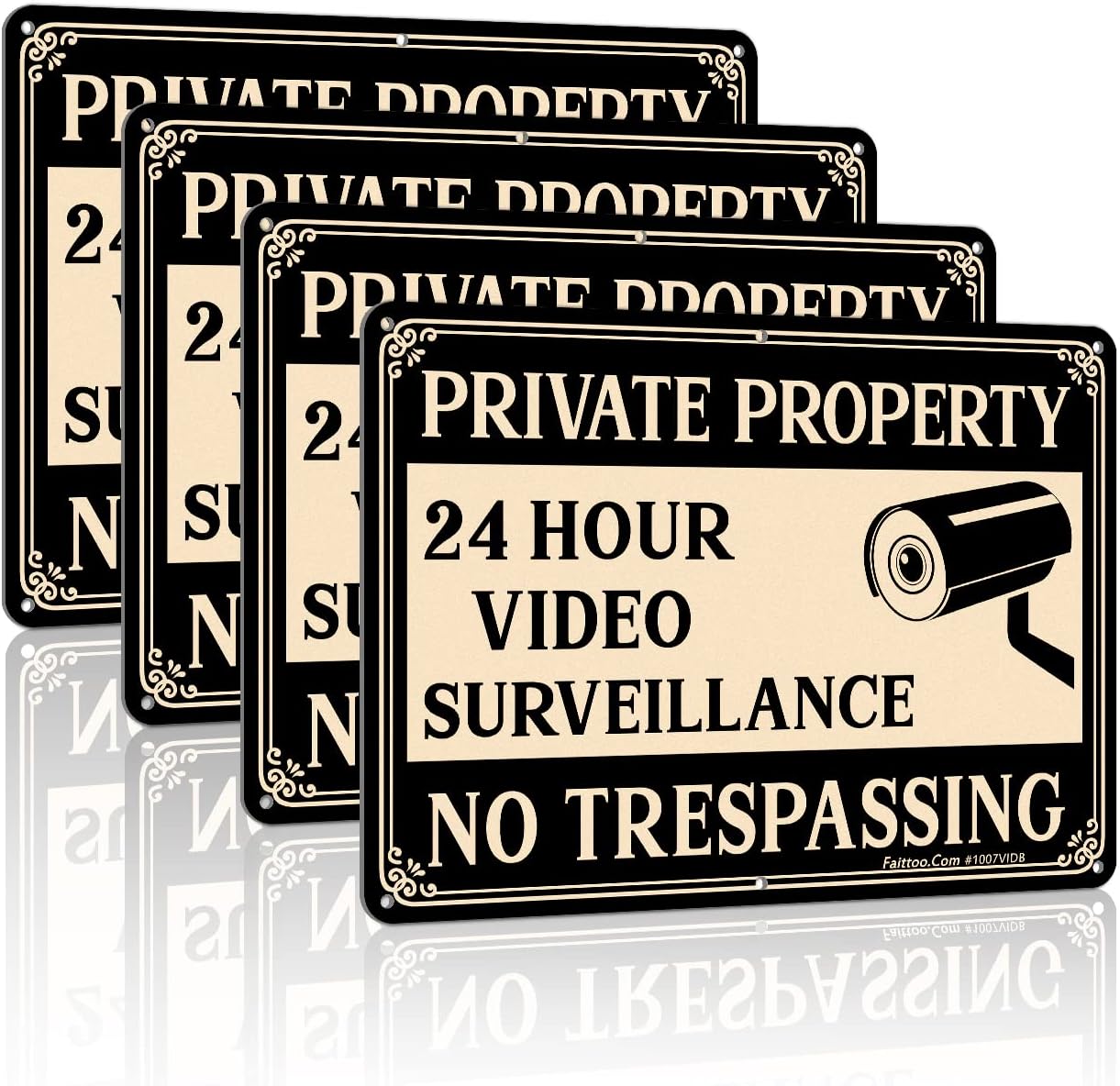 4 Letreros No Trespassing al Aire Libre 10x7"