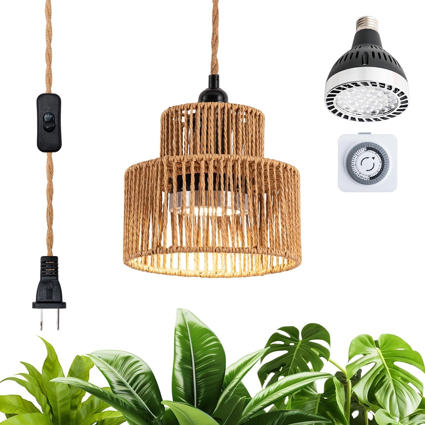 Luz LED espectro completo 30W para plantas con temporizador 15ft