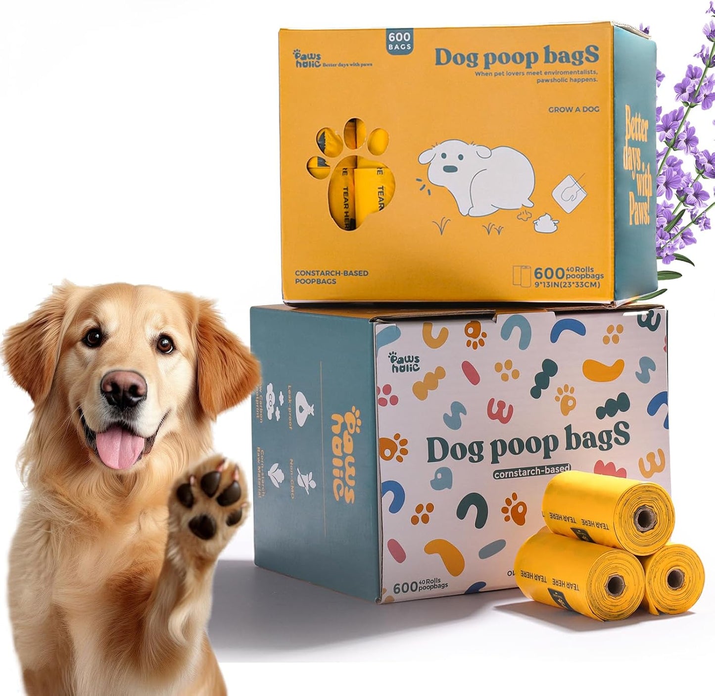 Bolsas excremento perro a prueba fugas 40 rollos lavanda