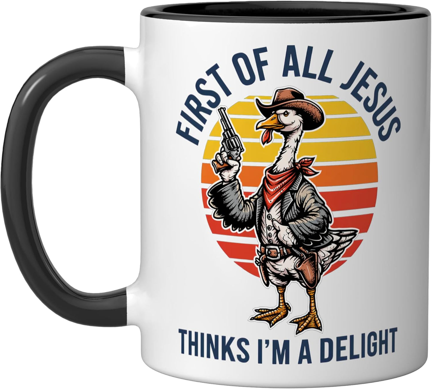 Taza Cerámica Ganso Cartel Religioso Negro/Blanco