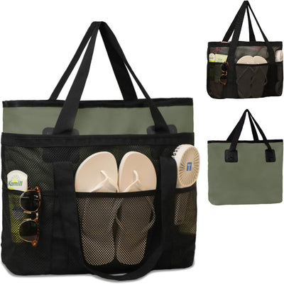 Bolsa playa malla 2en1 para mujer separación húmeda y seca