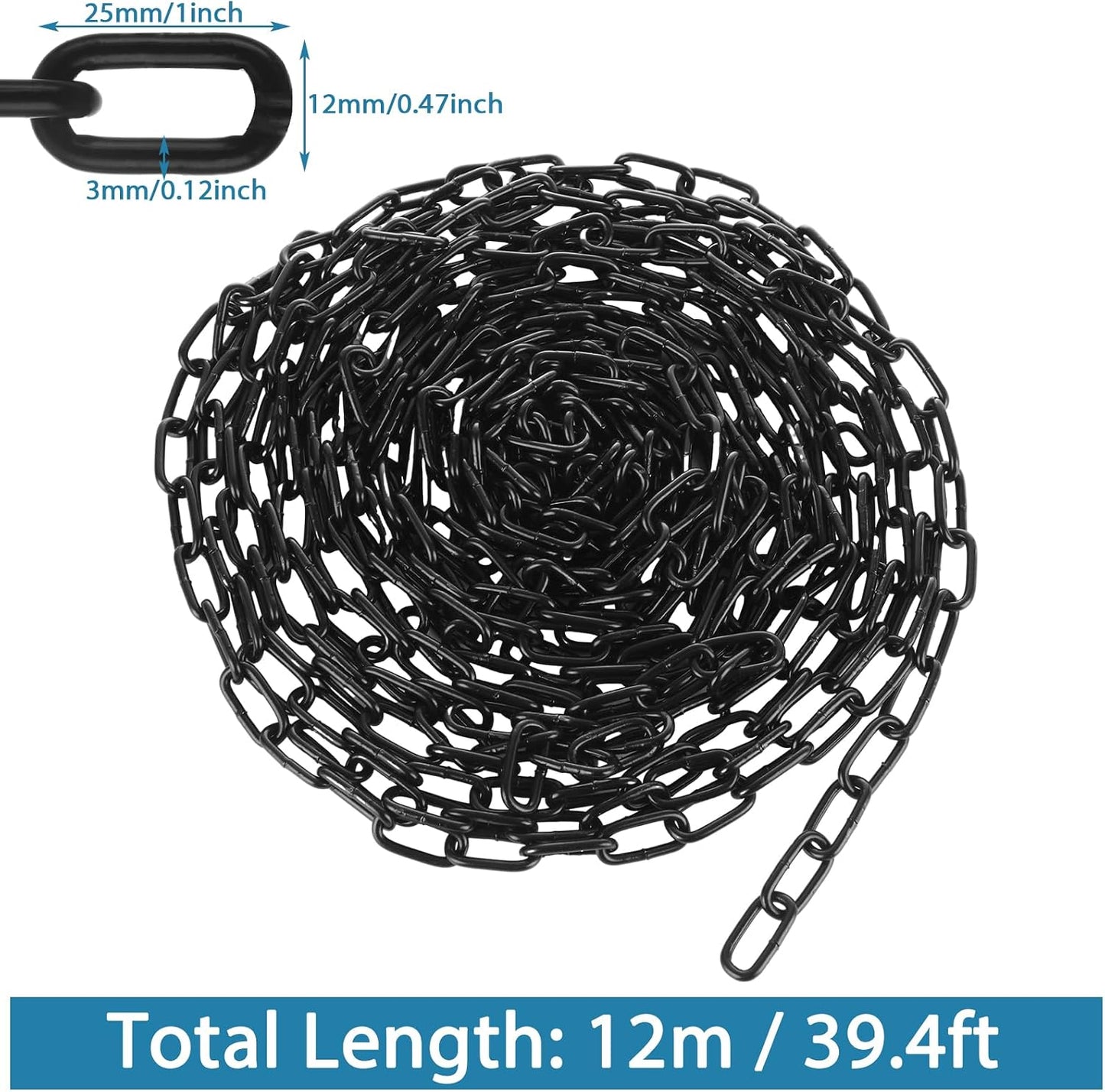 Cadena eslabones negros 1/8pulg 39.4ft plantas