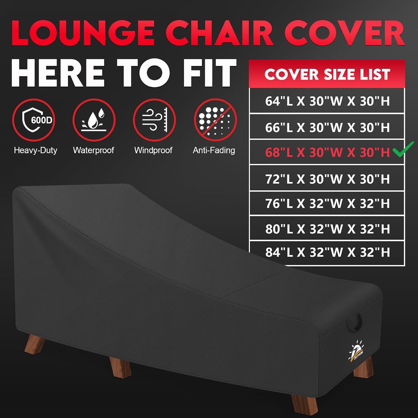 Funda silla lounge al aire libre 600D impermeable set 2