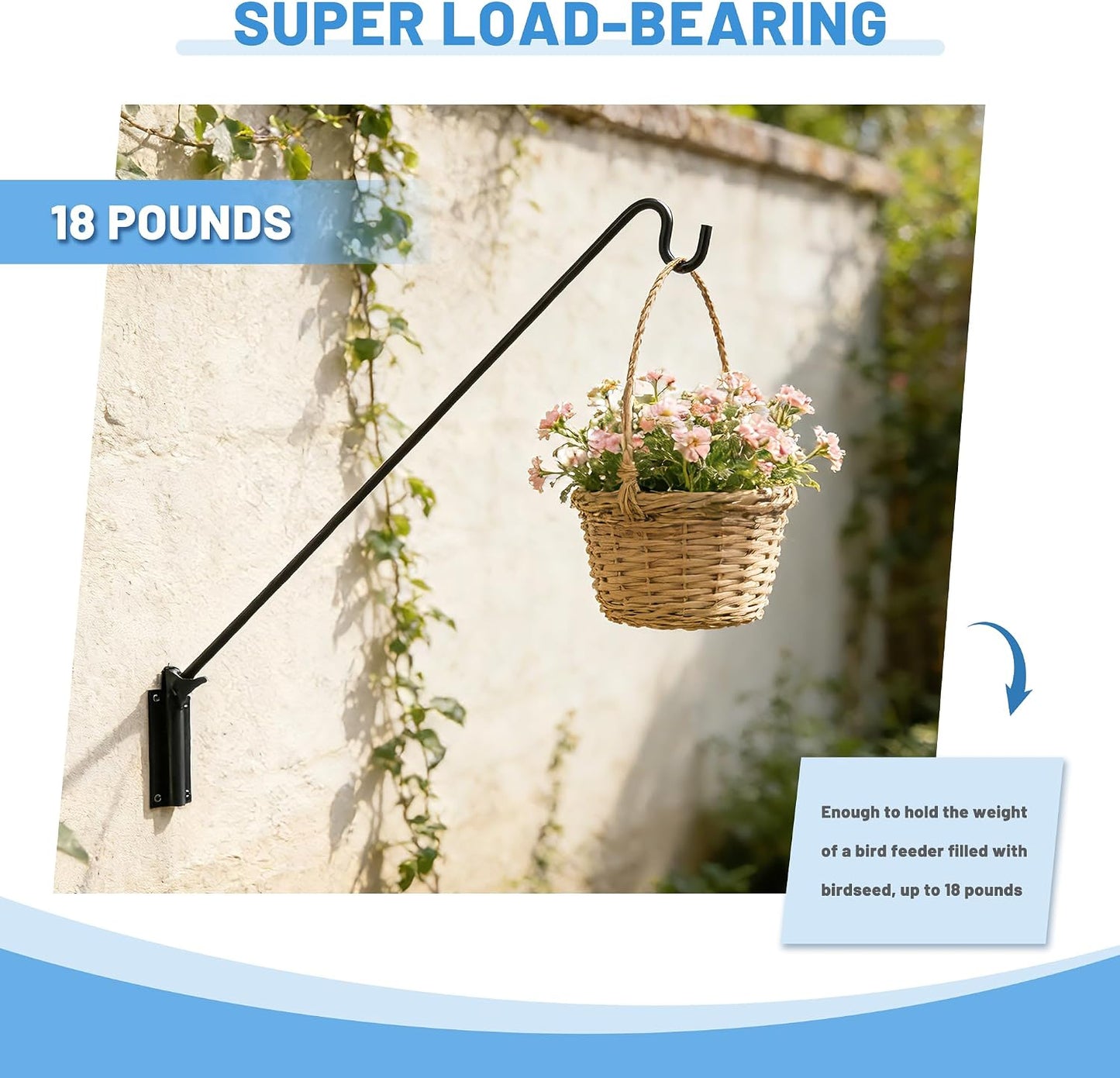 Gancho pared extensible 28-43" para comederos plantas