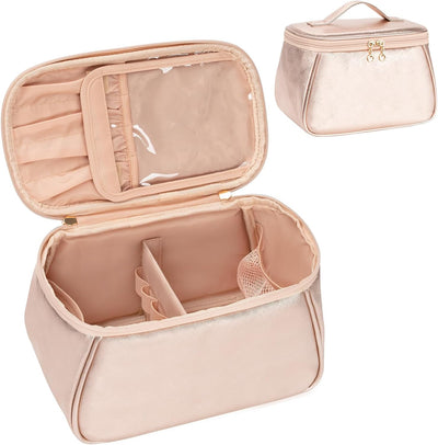 Bolsa organizadora maquillaje mujer con divisor y asa