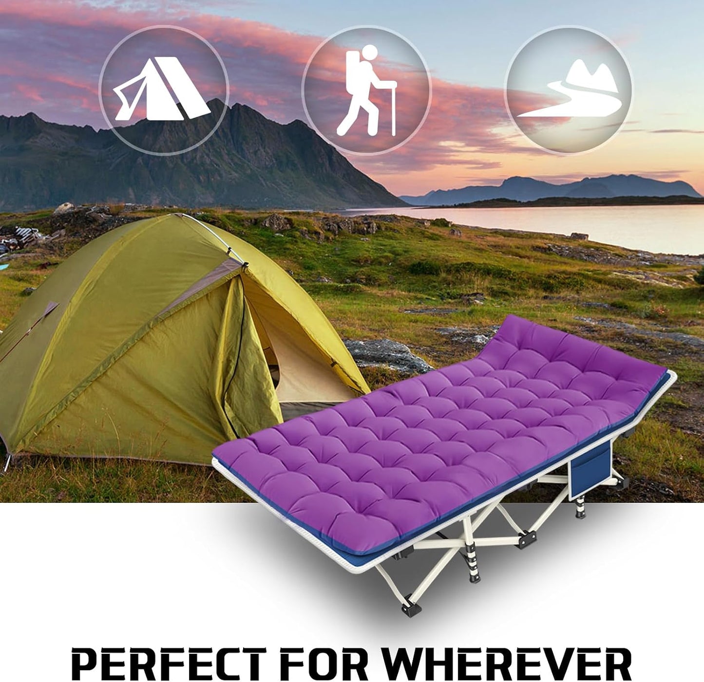 2 Catres Camping con Colchón Plegable Resistentes para