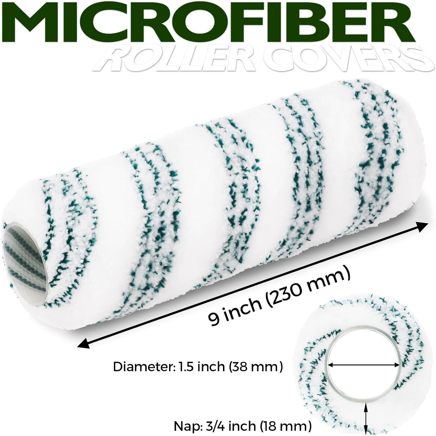 18 Cubiertas Microfibra para Rodillo 9pulg Superficies Rugosas