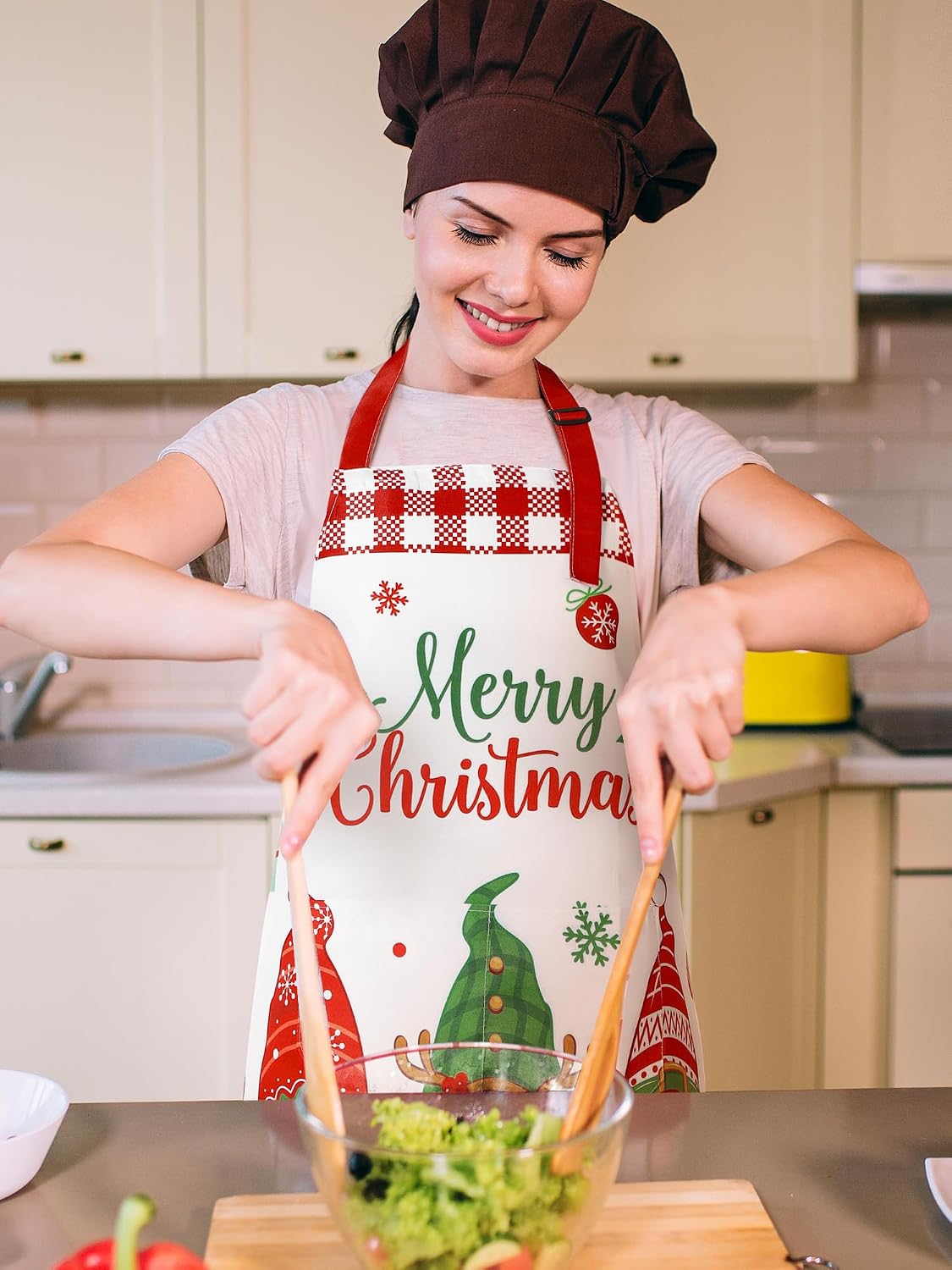 6 Delantales Cocina con Bolsillos para Mujer Multicolor