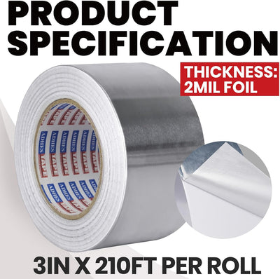 Cinta adhesiva aluminio 3pulg x210pies resistente al calor