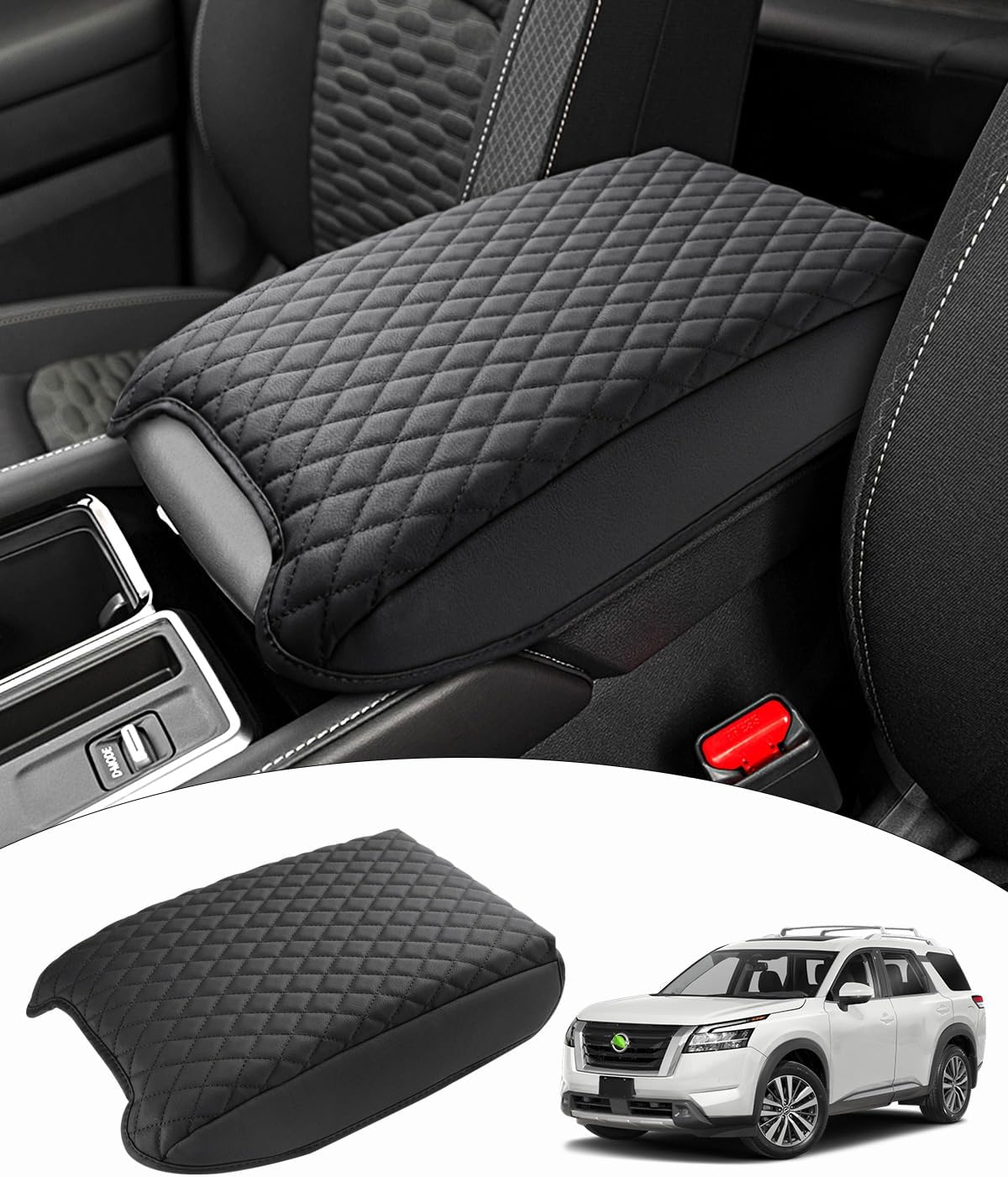 Funda consola central Pathfinder cuero PU antiarañazos negro