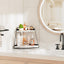 Organiz. baño madera 2 niveles esquina cocina