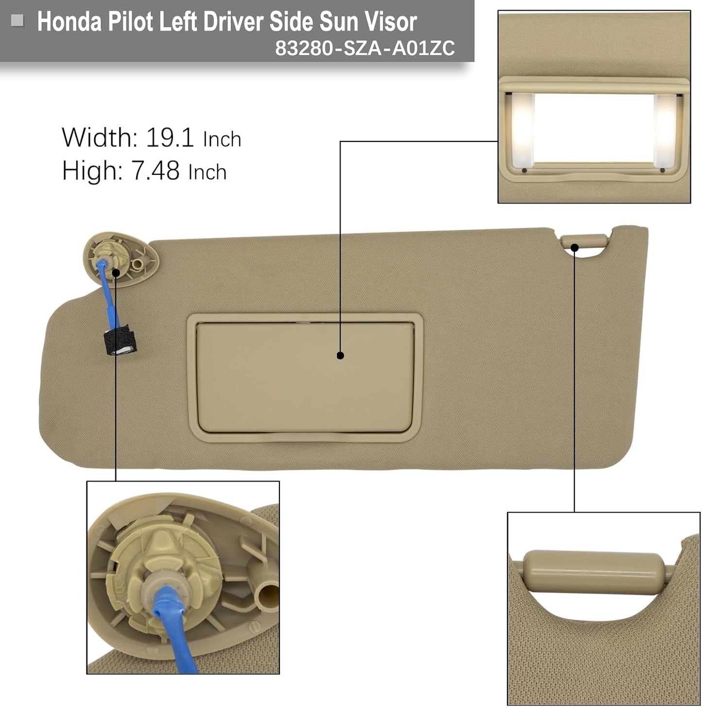Visera sol conductor y pasajero Honda Pilot 09-15 color