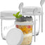 3 Frascos Vidrio Avena Nocturna con Tapas y Cucharas 16oz